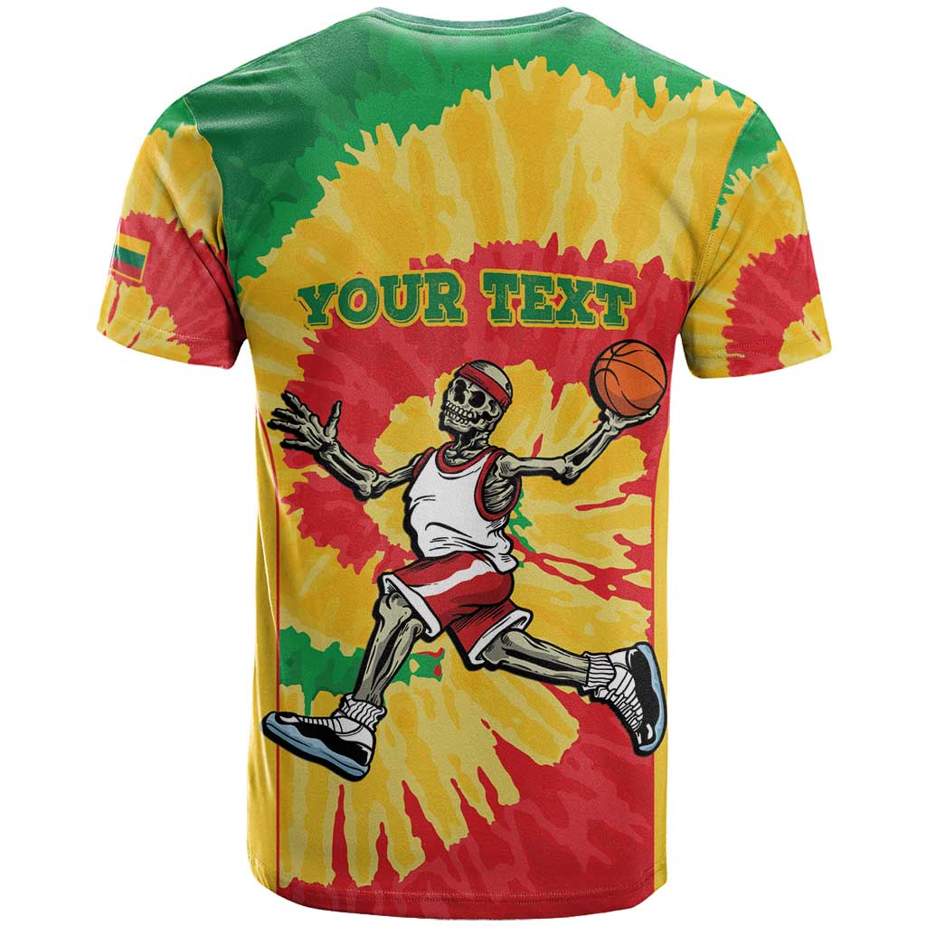 Lithuania Basketball Skeleton Personalized T-Shirt Skullman Lithuania Tie Dye Graphic Tee