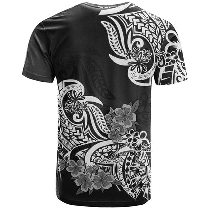 Polynesian T-Shirt Pacific Flower Mix Floral Tribal Tattoo Black Vibe Graphic Tee