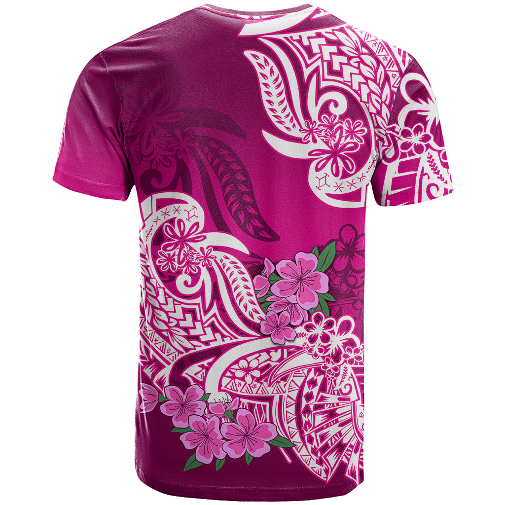 Polynesian T-Shirt Pacific Flower Mix Floral Tribal Tattoo Pink Vibe Graphic Tee