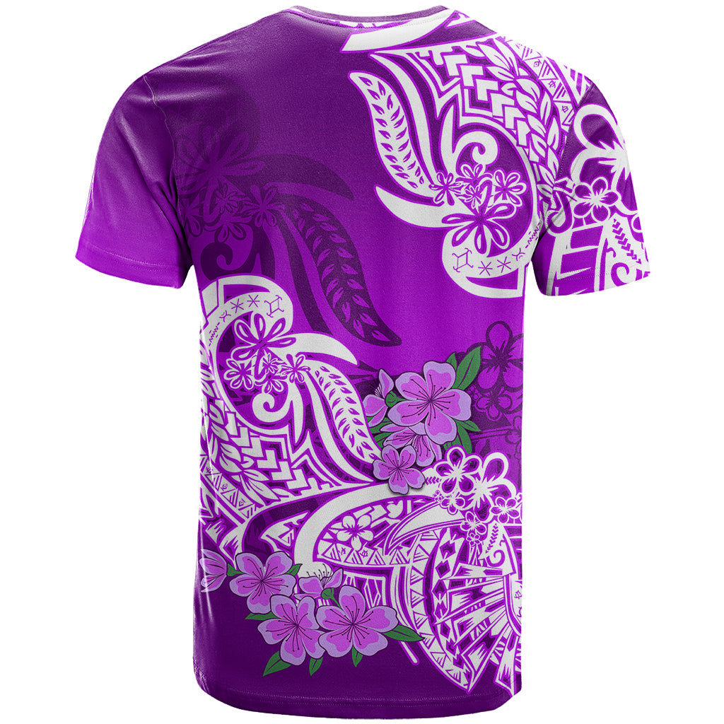 Polynesian T-Shirt Pacific Flower Mix Floral Tribal Tattoo Purple Vibe Graphic Tee