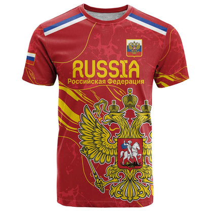Custom Russia with Double-headed Eagle T-Shirt Graphic Tee