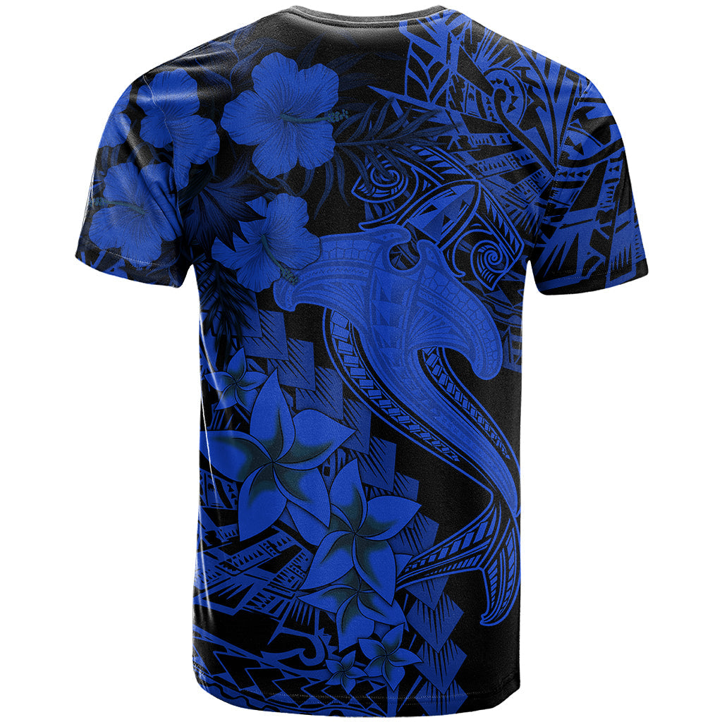 Aloha Hawaii T-Shirt Hammerhead Shark Tattoo Polynesian Summer - Blue Graphic Tee