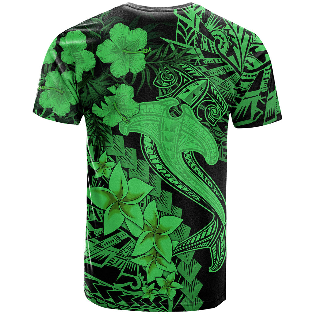 Aloha Hawaii T-Shirt Hammerhead Shark Tattoo Polynesian Summer - Green Graphic Tee