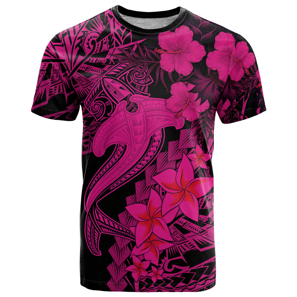 Aloha Hawaii T-Shirt Hammerhead Shark Tattoo Polynesian Summer - Pink Graphic Tee