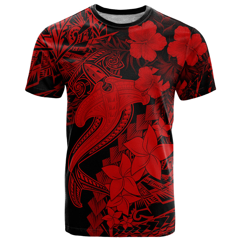 Aloha Hawaii T-Shirt Hammerhead Shark Tattoo Polynesian Summer - Red Graphic Tee