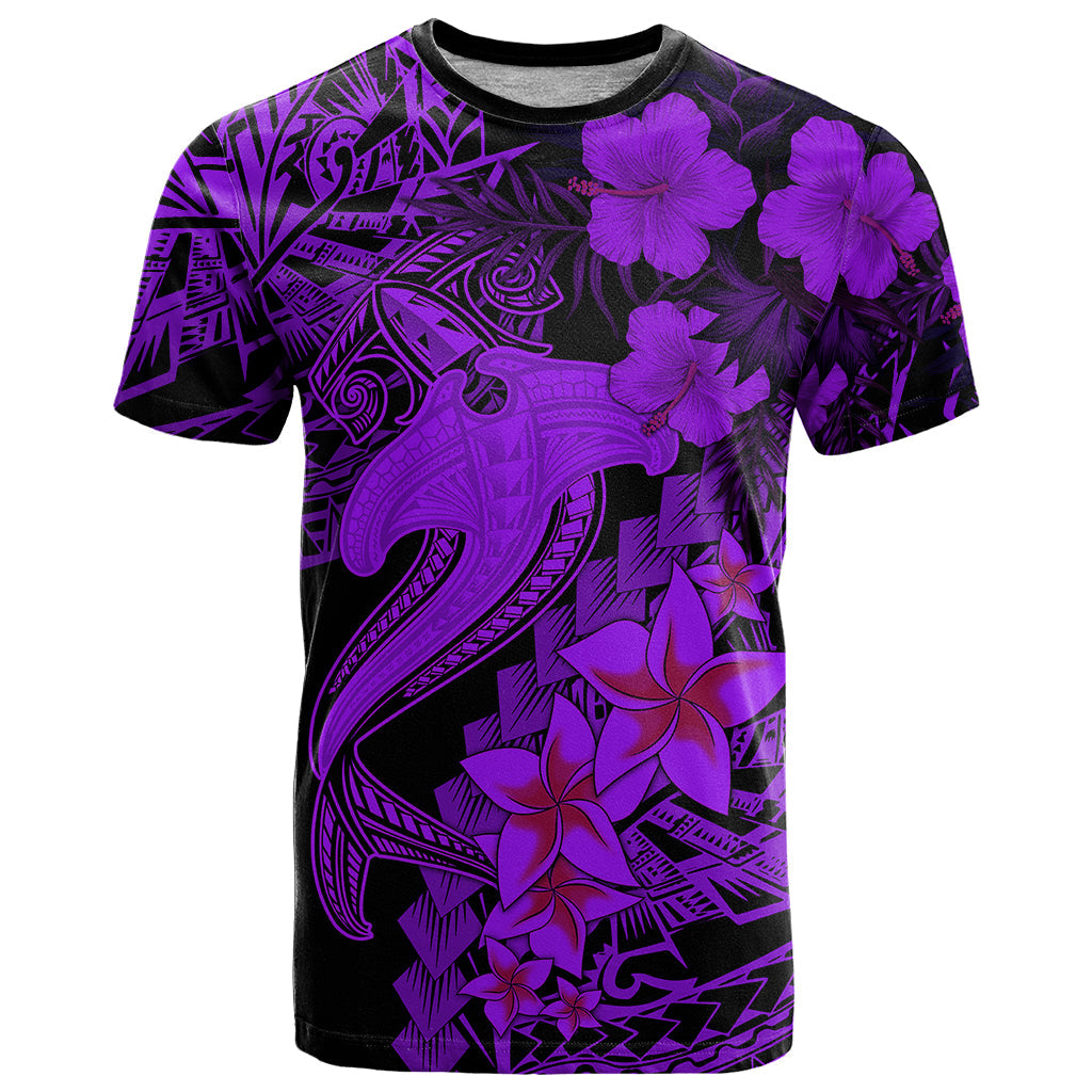 Aloha Hawaii T-Shirt Hammerhead Shark Tattoo Polynesian Summer - Violet Graphic Tee