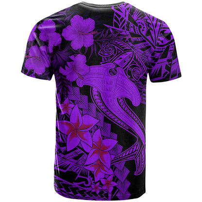 Aloha Hawaii T-Shirt Hammerhead Shark Tattoo Polynesian Summer - Violet Graphic Tee