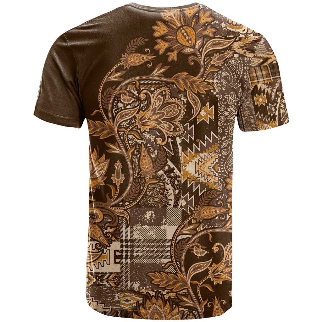 Africa Floral mix Maasai Shuka T-Shirt Gold Moitf Graphic Tee