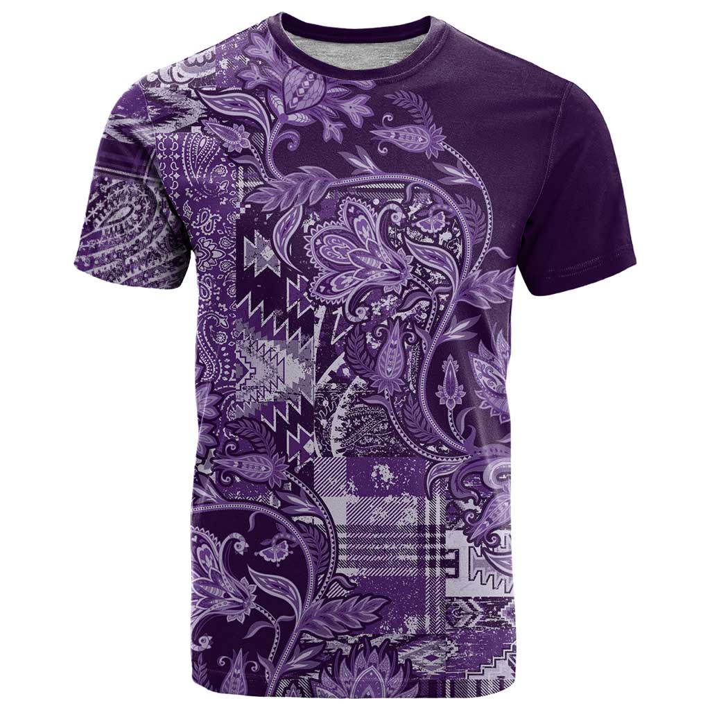 Africa Floral mix Maasai Shuka T-Shirt Purple Moitf Graphic Tee