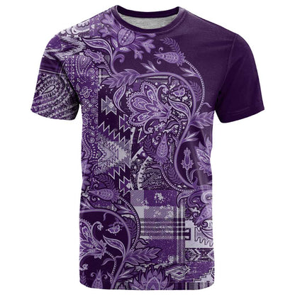 Africa Floral mix Maasai Shuka T-Shirt Purple Moitf Graphic Tee