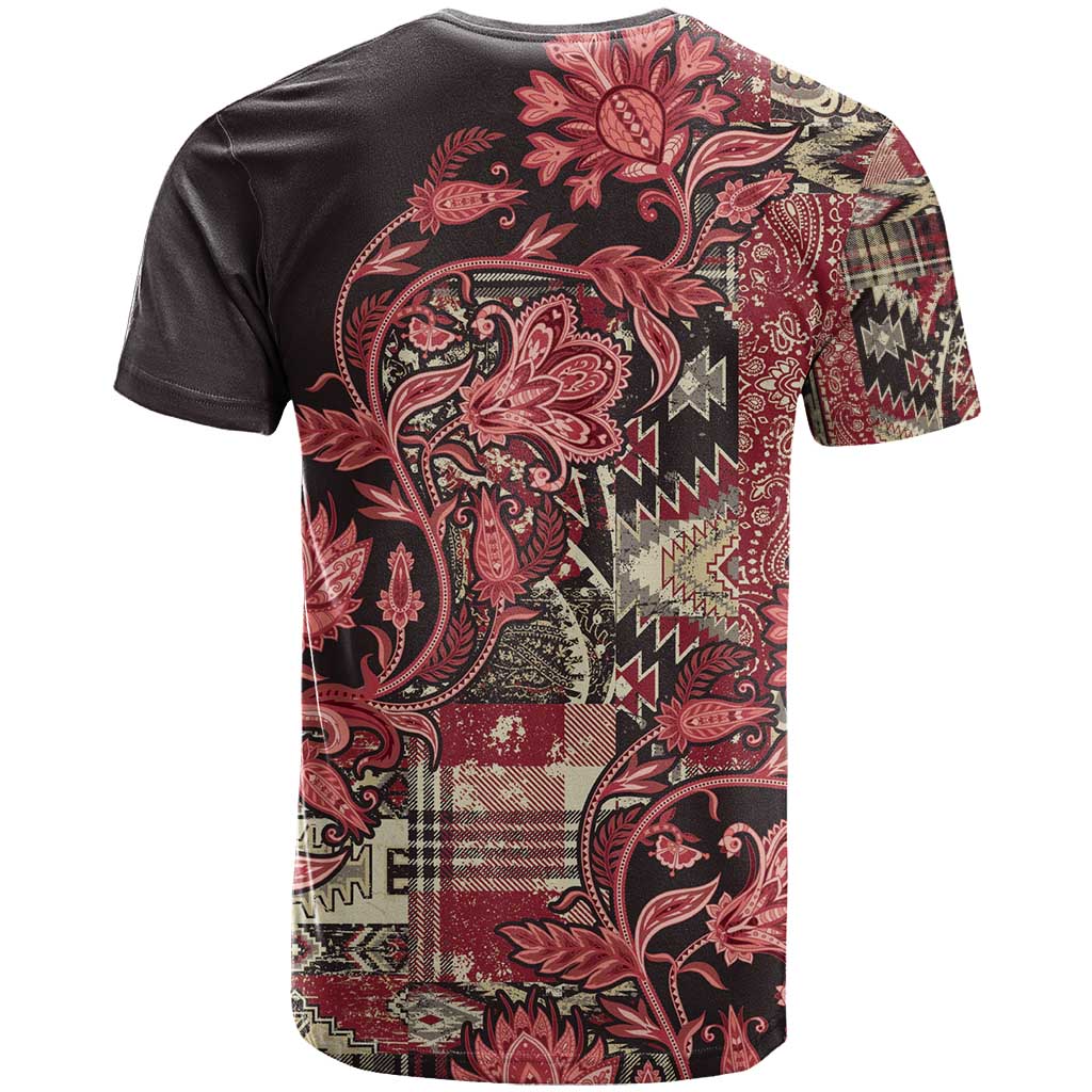 Africa Floral mix Maasai Shuka T-Shirt Red Moitf Graphic Tee