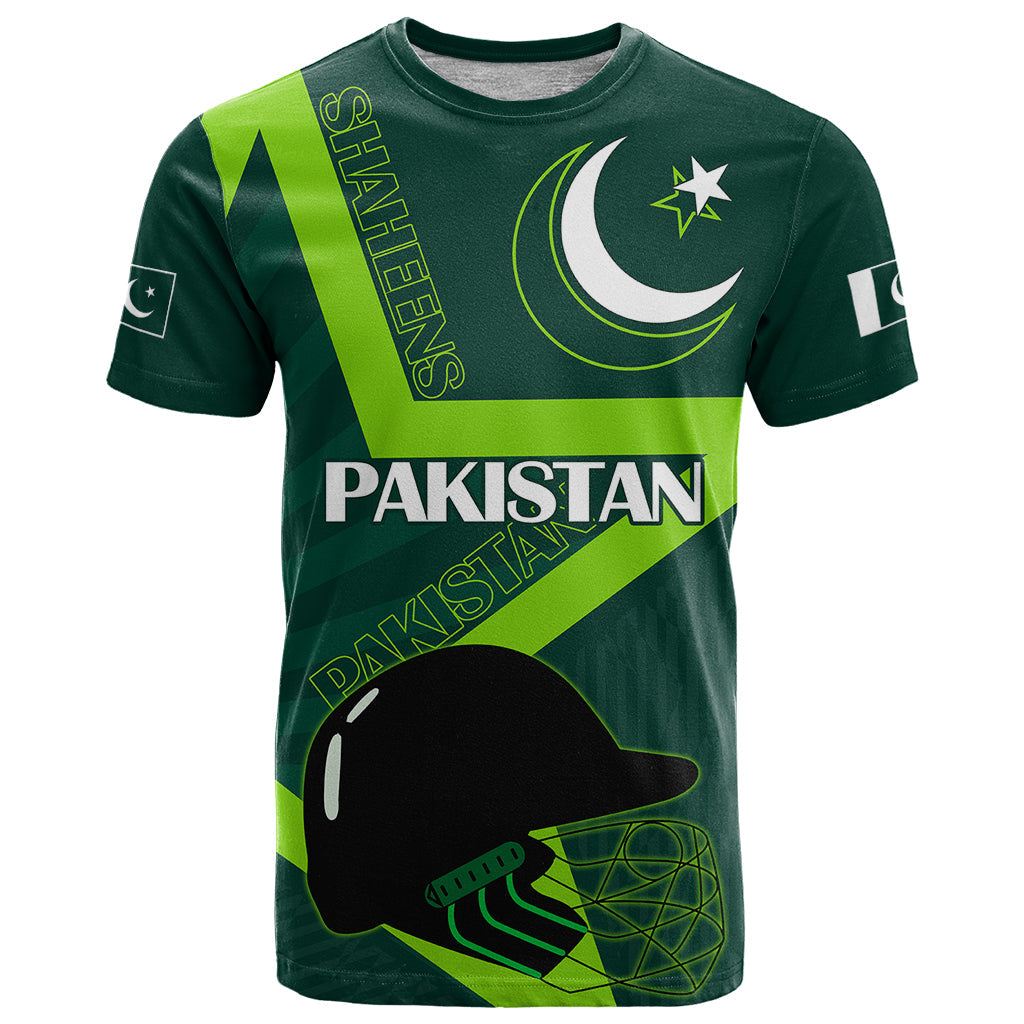 Pakistan Cricket Helmet T-Shirt Proud Shaheen Falcon Star and Crescent Graphic Tee
