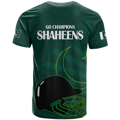 Pakistan Cricket Helmet T-Shirt Proud Shaheen Falcon Star and Crescent Graphic Tee