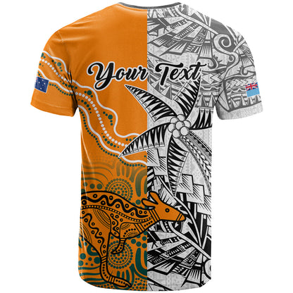 Personalised Fiji Australia Rugby T-Shirt World Cup Polynesia Tapa Mixed Indigenous Aboriginal Graphic Tee