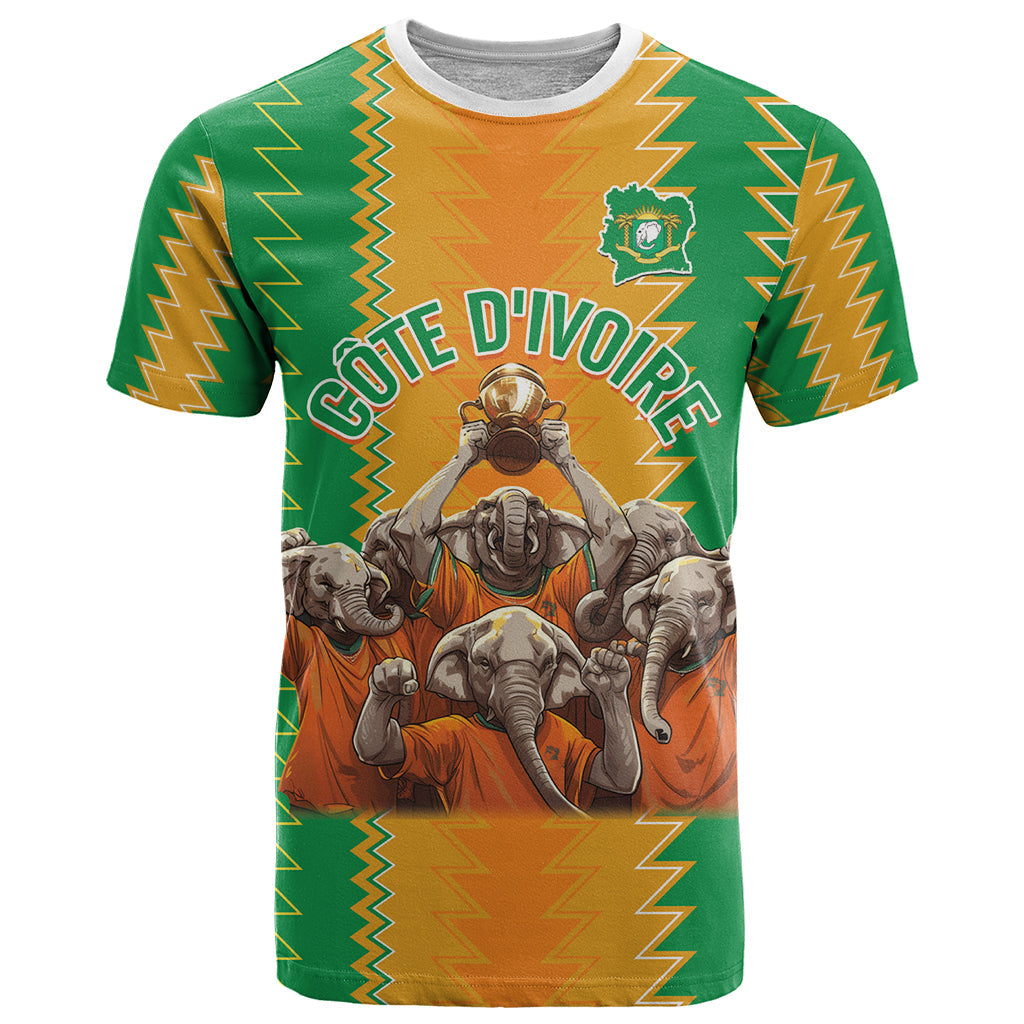 Custom Ivory Coast Football T-Shirt The Champions Les Elephants 2024 Graphic Tee