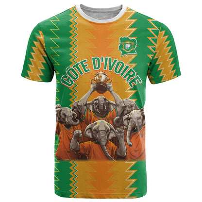 Custom Ivory Coast Football T-Shirt The Champions Les Elephants 2024 Graphic Tee