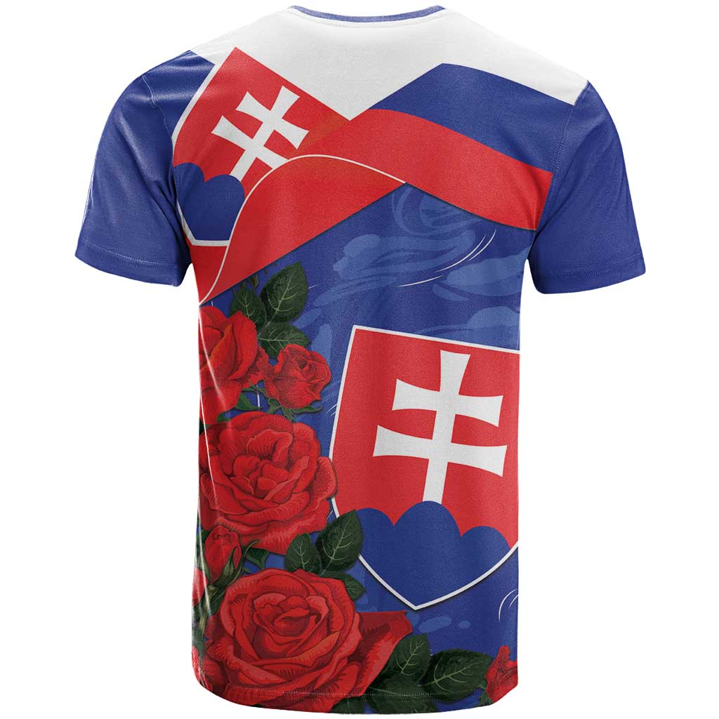 Slovakia Flag Mixed Rose Flowers T-Shirt Graphic Tee