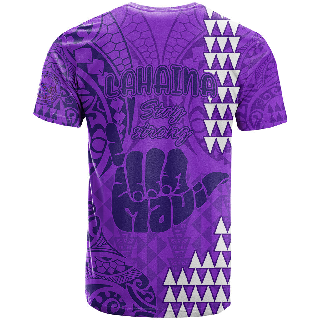 Strong Maui T-Shirt Good Living Hawaii with Shaka Sign Kakau Tribal Purple Graphic Tee