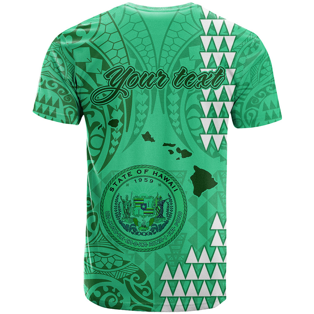 Personalised Maui Island T-Shirt Kakau Tribal Mixed Polynesian Pattern Green Graphic Tee