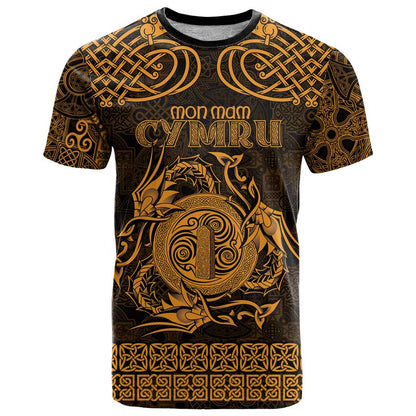 Personalized Anglesey Ynys Mon T-Shirt Gold Standing Stone Celtic-inspired Graphic Tee