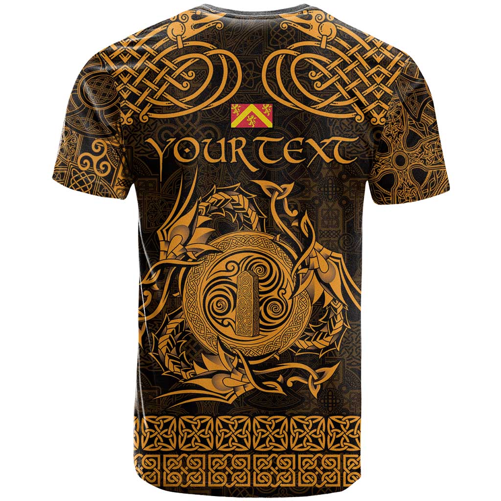 Personalized Anglesey Ynys Mon T-Shirt Gold Standing Stone Celtic-inspired Graphic Tee