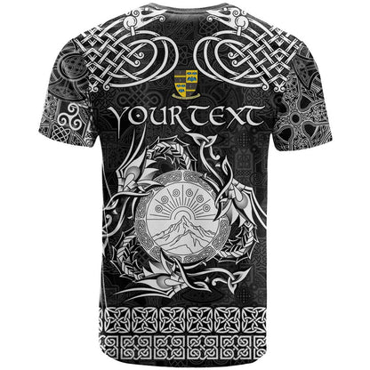 Personalized Brecknockshire Sir Frycheiniog T-Shirt Black Brecon Beacons Mountain Celtic-inspired Graphic Tee