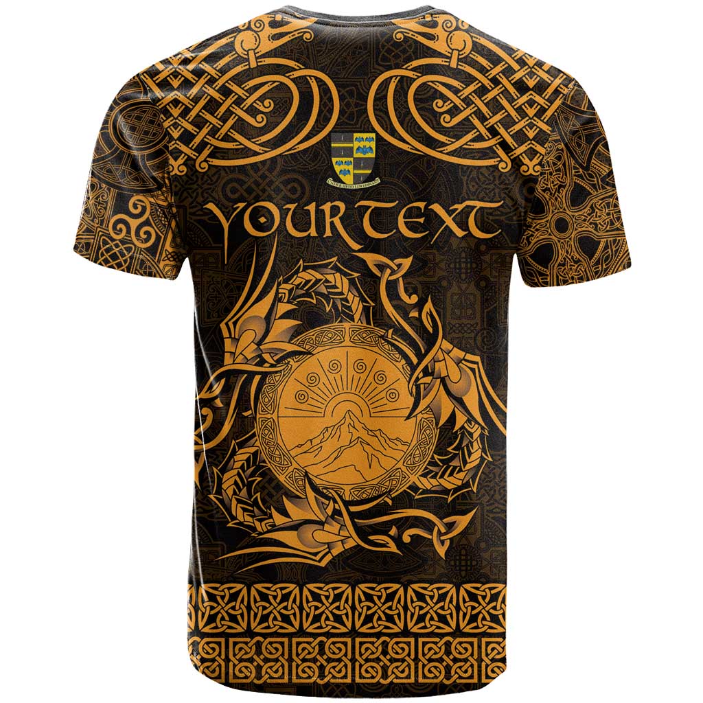 Personalized Brecknockshire Sir Frycheiniog T-Shirt Gold Brecon Beacons Mountain Celtic-inspired Graphic Tee