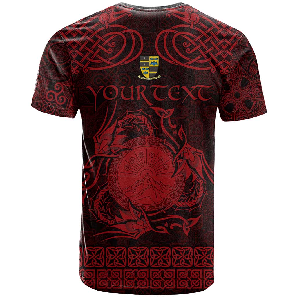 Personalized Brecknockshire Sir Frycheiniog T-Shirt Red Brecon Beacons Mountain Celtic-inspired Graphic Tee