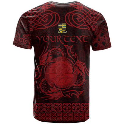 Personalized Brecknockshire Sir Frycheiniog T-Shirt Red Brecon Beacons Mountain Celtic-inspired Graphic Tee