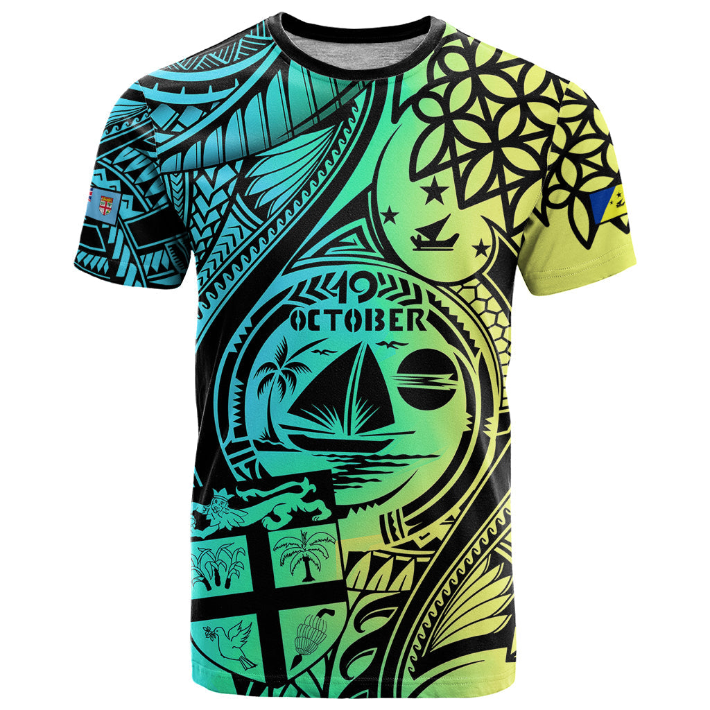 Malampa Fiji Day T-Shirt Vanuatu Sand Drawing With Polynesian Pattern Graphic Tee
