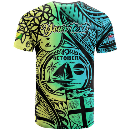 Personalised Malampa Fiji Day T-Shirt Vanuatu Sand Drawing With Polynesian Pattern Graphic Tee