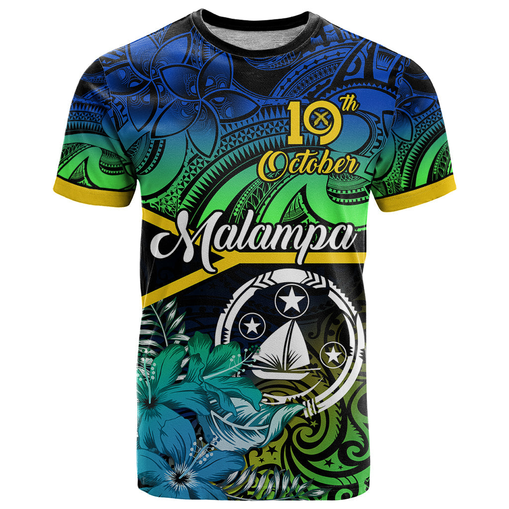 Malampa Day T-Shirt Vanuatu Flowers with Malampa Emblem Tribal Pattern Graphic Tee