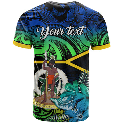 Personalised Malampa Day T-Shirt Vanuatu Flowers with Malampa Emblem Tribal Pattern Graphic Tee