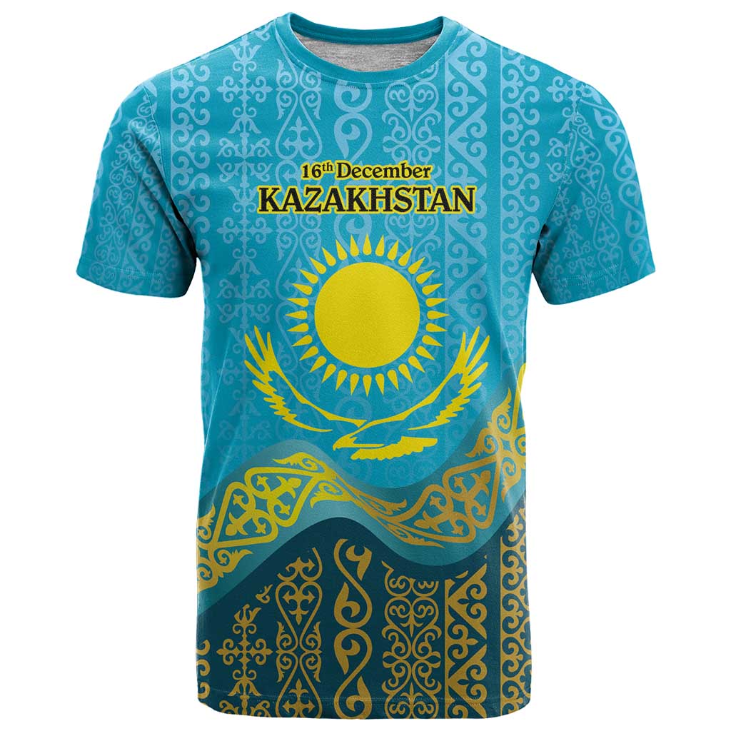Kazakhstan Independence Day Personalized T-Shirt 16 December with Kazakh Pattern Graphic Tee
