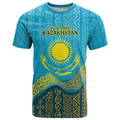 Kazakhstan Independence Day Personalized T-Shirt 16 December with Kazakh Pattern Graphic Tee