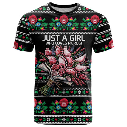 Pink Pierogi Flowers Over Dumplings T-Shirt Graphic Tee