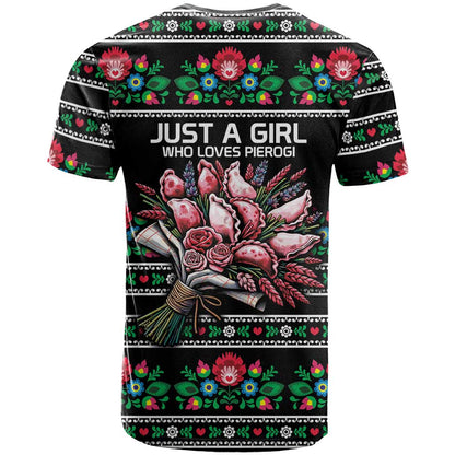 Pink Pierogi Flowers Over Dumplings T-Shirt Graphic Tee