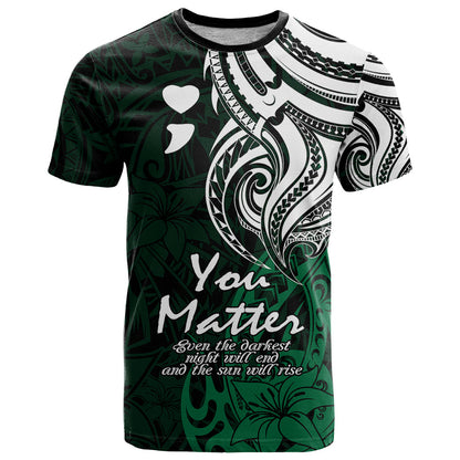 Your Matter Suicide Prevention T-Shirt Green Polynesian Tribal Graphic Tee