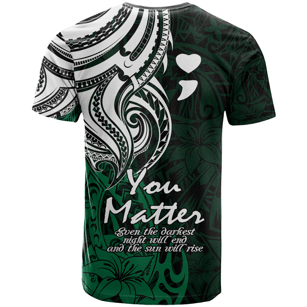 Your Matter Suicide Prevention T-Shirt Green Polynesian Tribal Graphic Tee