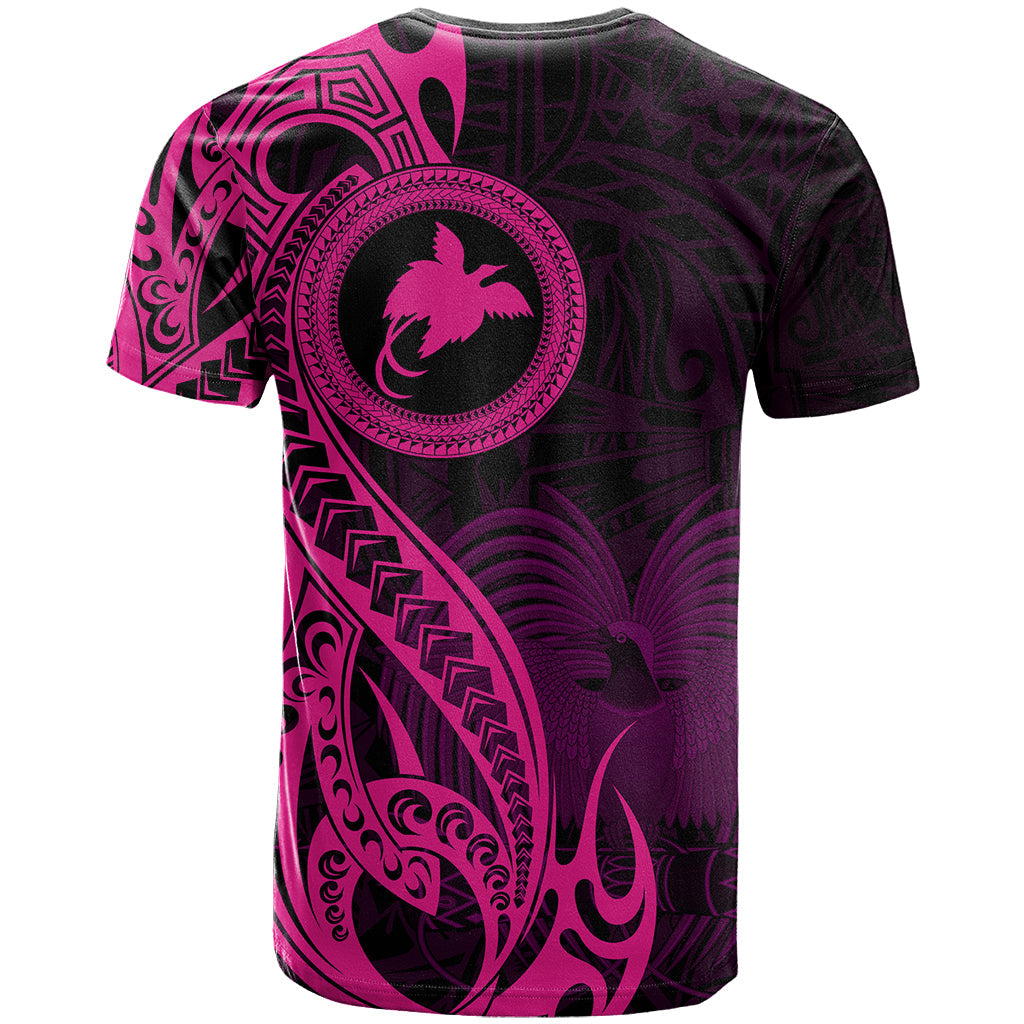 Papua New Guinea Island T-Shirt Bird of Paradise with Pink Polynesian Tribal Graphic Tee