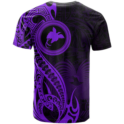 Papua New Guinea Island T-Shirt Bird of Paradise with Purple Polynesian Tribal Graphic Tee