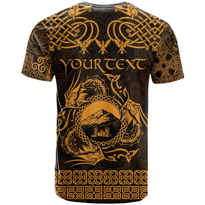 Personalized Caernarfonshire Sir Gaernarfon T-Shirt Gold Castle Tower Celtic-inspired Graphic Tee
