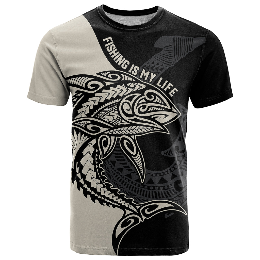 Personalised Polynesia Fishing T-Shirt With Maori Hei Matau Fish Hook Gold Art Graphic Tee