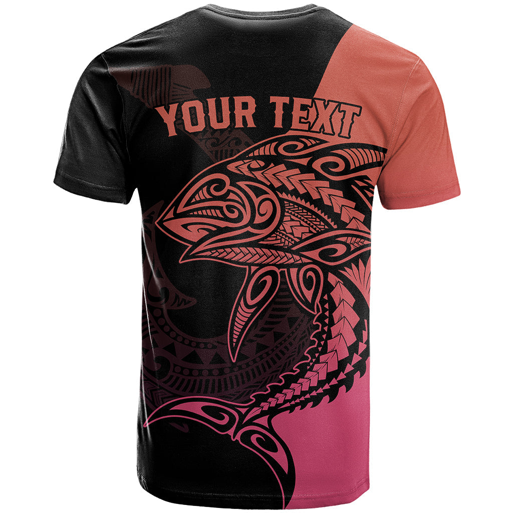 Personalised Polynesia Fishing T-Shirt With Maori Hei Matau Fish Hook Pink Art Graphic Tee