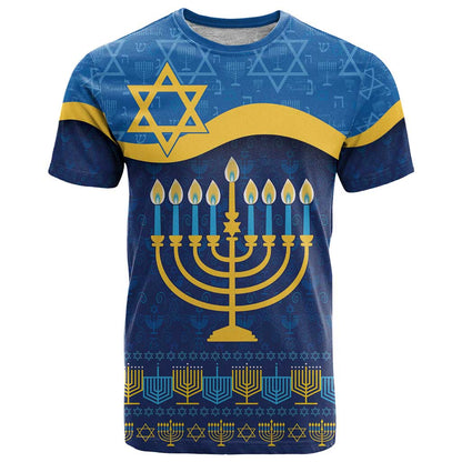 Love and Light Hanukkah T-Shirt The Hanukkiah Menorah Pattern Graphic Tee