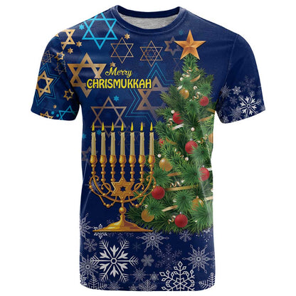 Merry Chrismukkah T-Shirt Merry Christmas and Happy Hanukkah Graphic Tee