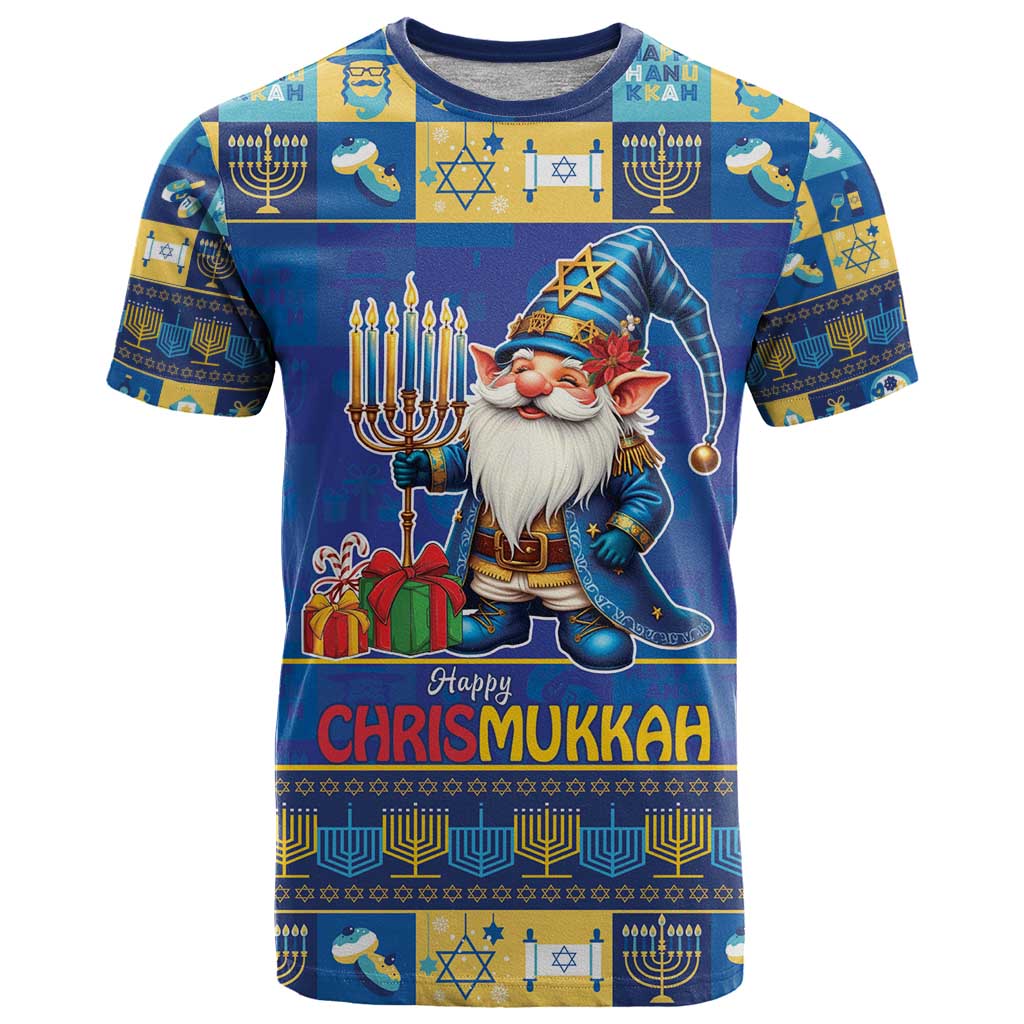 Merry Chrismukkah T-Shirt With Gnome Christmas Hanukkah Graphic Tee