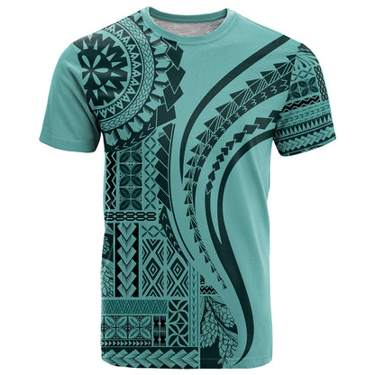 Samoa Siapo Arty T-Shirt Turquoise Style Graphic Tee