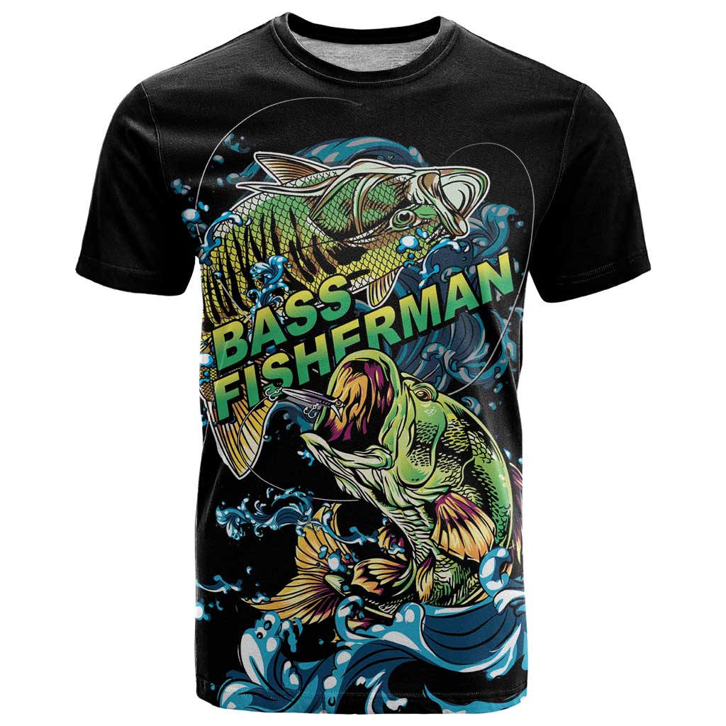 Bass Fishing Fisherman T-Shirt Big Mouth Boat Graphic Tee