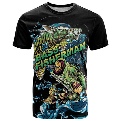 Bass Fishing Fisherman T-Shirt Big Mouth Boat Graphic Tee